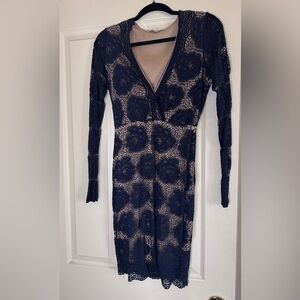 Elegant Navy Lace Dress
